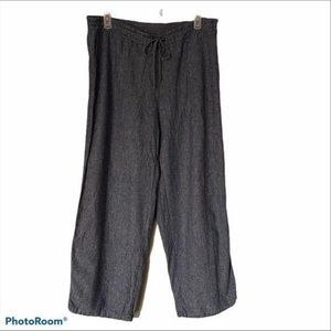 Westport Boho Linen Pants Wide Leg Blue 2X